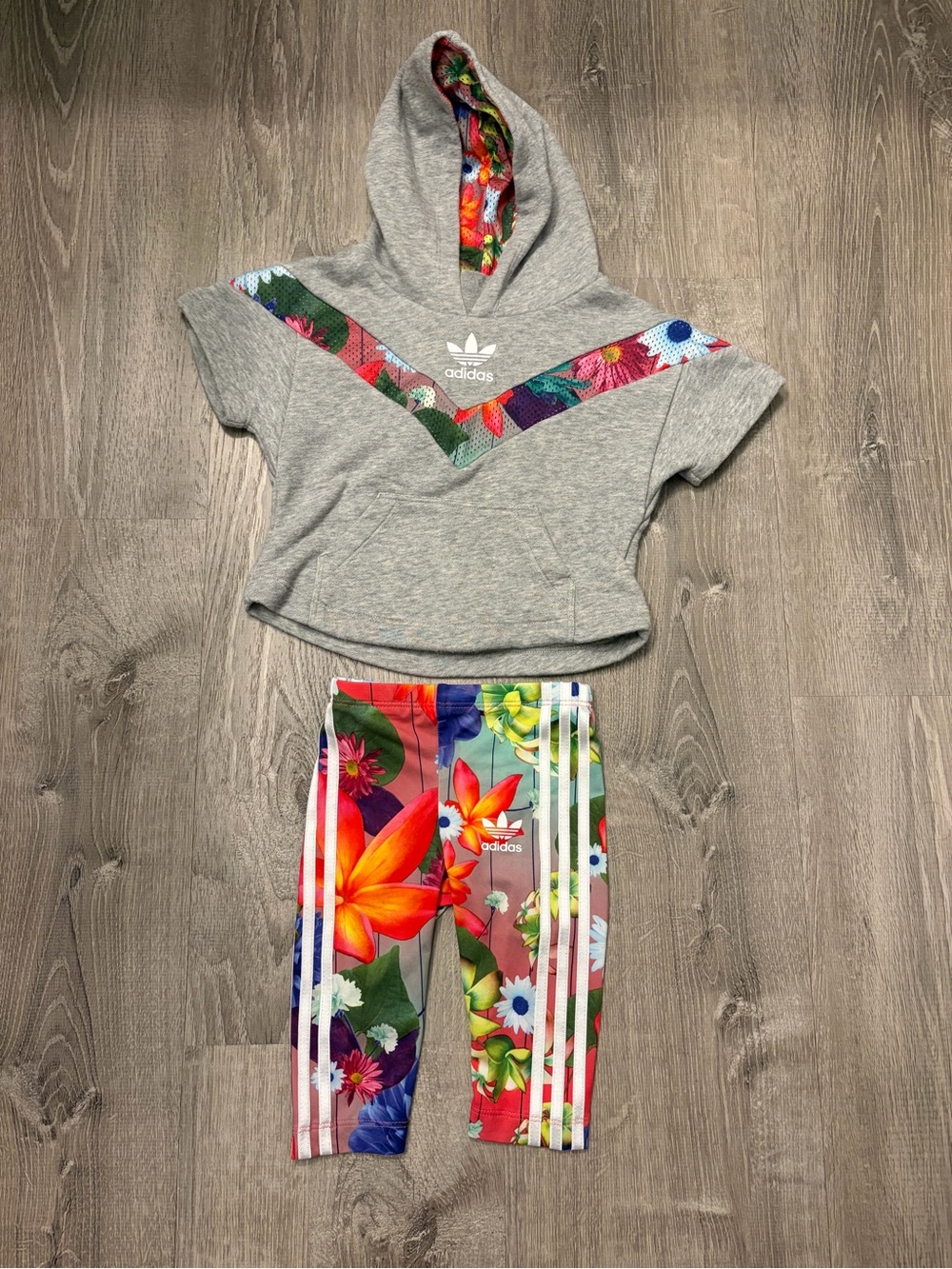 Baby Girl's Adidas Floral Hoodie and Leggings Matching Set- Size 3-6 Months
